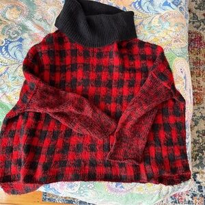 Cozy Red and Black Plaid Sweater